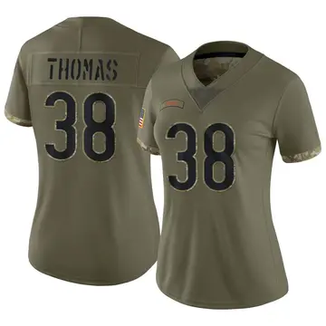 Nike A.J. Thomas Women's Limited Chicago Bears Olive 2022 Salute To Service Jersey