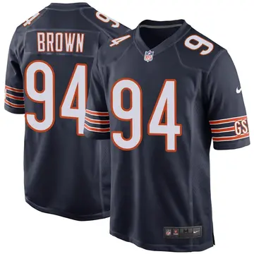 Nike Andrew Brown Men's Game Chicago Bears Navy Team Color Jersey