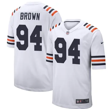 Nike Andrew Brown Men's Game Chicago Bears White Alternate Classic Jersey