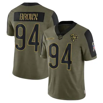 Nike Andrew Brown Men's Limited Chicago Bears Olive 2021 Salute To Service Jersey