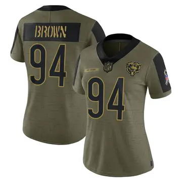 Nike Andrew Brown Women's Limited Chicago Bears Olive 2021 Salute To Service Jersey