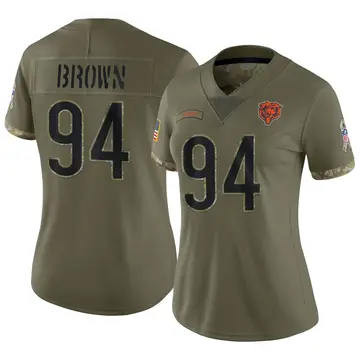 Nike Andrew Brown Women's Limited Chicago Bears Olive 2022 Salute To Service Jersey