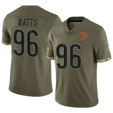 Nike Armon Watts Men's Limited Chicago Bears Olive 2022 Salute To Service Jersey