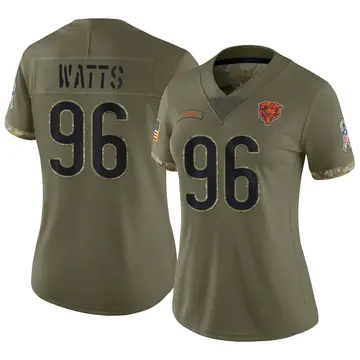 Nike Armon Watts Women's Limited Chicago Bears Olive 2022 Salute To Service Jersey