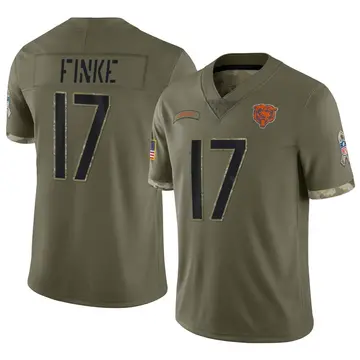 Nike Chris Finke Men's Limited Chicago Bears Olive 2022 Salute To Service Jersey