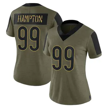 Nike Dan Hampton Women's Limited Chicago Bears Olive 2021 Salute To Service Jersey
