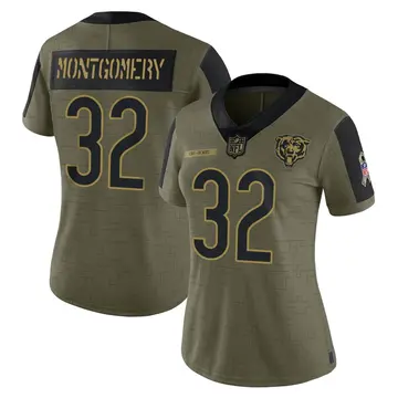 Nike David Montgomery Women's Limited Chicago Bears Olive 2021 Salute To Service Jersey