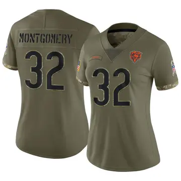 Nike David Montgomery Women's Limited Chicago Bears Olive 2022 Salute To Service Jersey