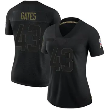 Nike DeMarquis Gates Women's Limited Chicago Bears Black 2020 Salute To Service Jersey