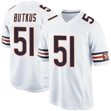 Nike Dick Butkus Men's Game Chicago Bears White Jersey