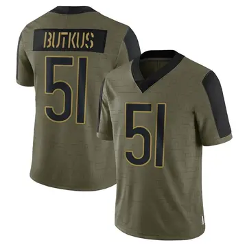 Nike Dick Butkus Men's Limited Chicago Bears Olive 2021 Salute To Service Jersey