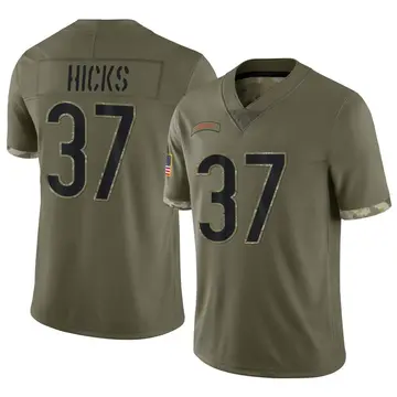 Nike Elijah Hicks Men's Limited Chicago Bears Olive 2022 Salute To Service Jersey