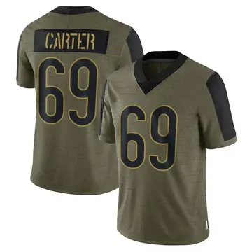 Nike Ja'Tyre Carter Men's Limited Chicago Bears Olive 2021 Salute To Service Jersey