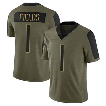 Nike Justin Fields Men's Limited Chicago Bears Olive 2021 Salute To Service Jersey