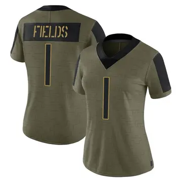 Nike Justin Fields Women's Limited Chicago Bears Olive 2021 Salute To Service Jersey