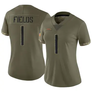 Nike Justin Fields Women's Limited Chicago Bears Olive 2022 Salute To Service Jersey