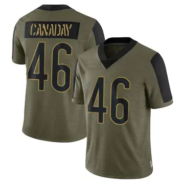 Nike Kameron Canaday Men's Limited Chicago Bears Olive 2021 Salute To Service Jersey