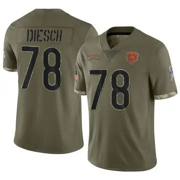 Nike Kellen Diesch Men's Limited Chicago Bears Olive 2022 Salute To Service Jersey