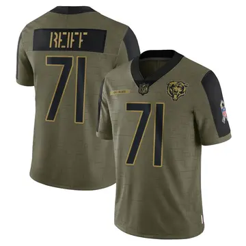 Nike Riley Reiff Men's Limited Chicago Bears Olive 2021 Salute To Service Jersey
