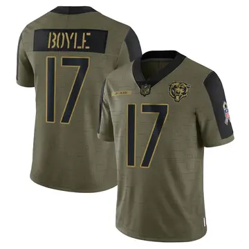 Nike Tim Boyle Men's Limited Chicago Bears Olive 2021 Salute To Service Jersey