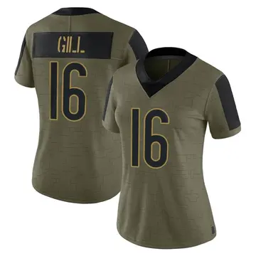 Nike Trenton Gill Women's Limited Chicago Bears Olive 2021 Salute To Service Jersey