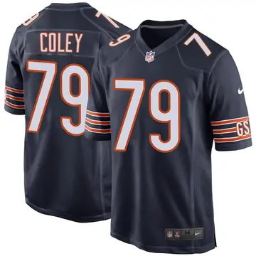 Nike Trevon Coley Men's Game Chicago Bears Navy Team Color Jersey